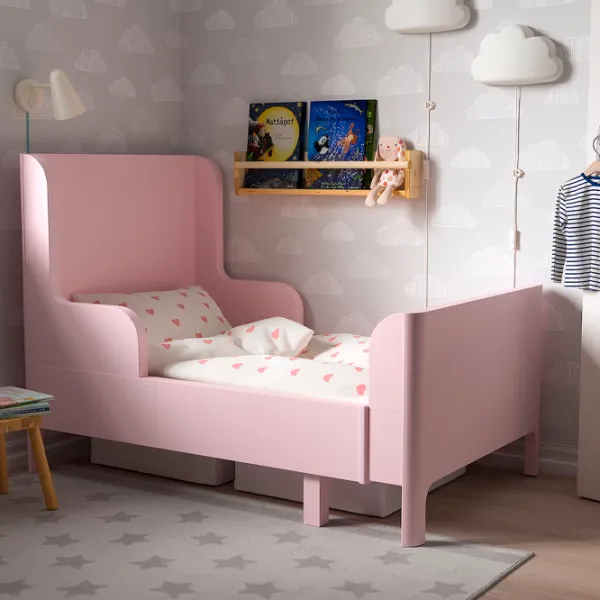 Детская кровать Ikea Busunge 80 x 200 cm / ДСП / Розовый photo 3
