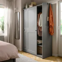 Шкаф Ikea Hauga 118 x 55см x 199 / ДСП / Серый photo 3