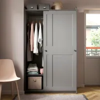 Шкаф Ikea Hauga 118 x 55см x 199 / ДСП / Серый photo 4