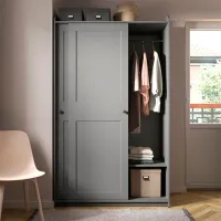 Шкаф Ikea Hauga 118 x 55см x 199 / ДСП / Серый photo 5