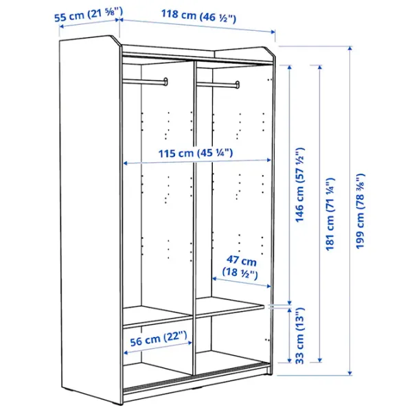Шкаф Ikea Hauga 118 x 55см x 199 / ДСП / Серый photo 7
