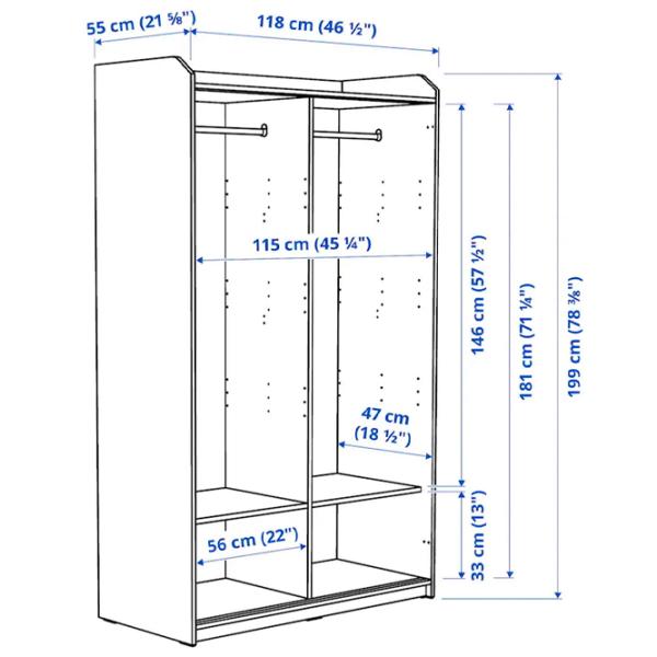 Шкаф Ikea Hauga 118 x 55см x 199 / ДСП / Серый photo 7