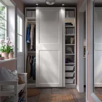 Шкаф Ikea Pax/Grimo 150 x 66см x 236 / ДСП / Белый photo 4