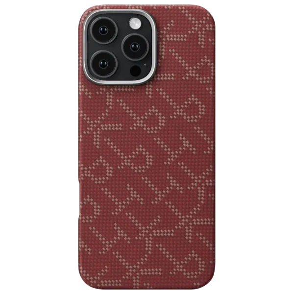 Чехол для смартфона Apple iPhone 16 Pro Max Pitaka / MagSafe Back / PC / Золотой Красный photo 1