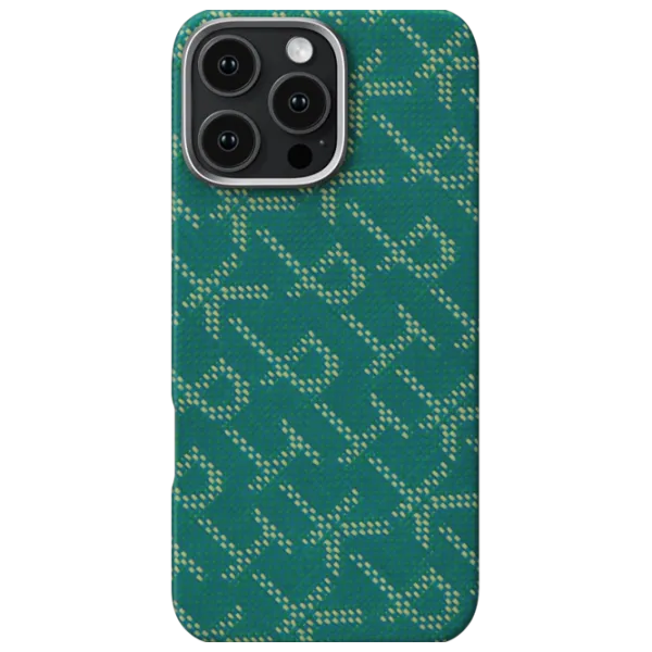 Чехол для смартфона Apple iPhone 16 Pro Max Pitaka / MagSafe Back / PC / Золотой Зеленый photo 1