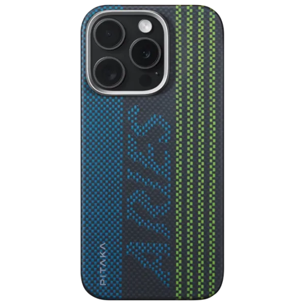 Husă pentru smartphone Apple iPhone 16 Pro Max Pitaka / MagSafe Back / PC / Green Blue photo 1