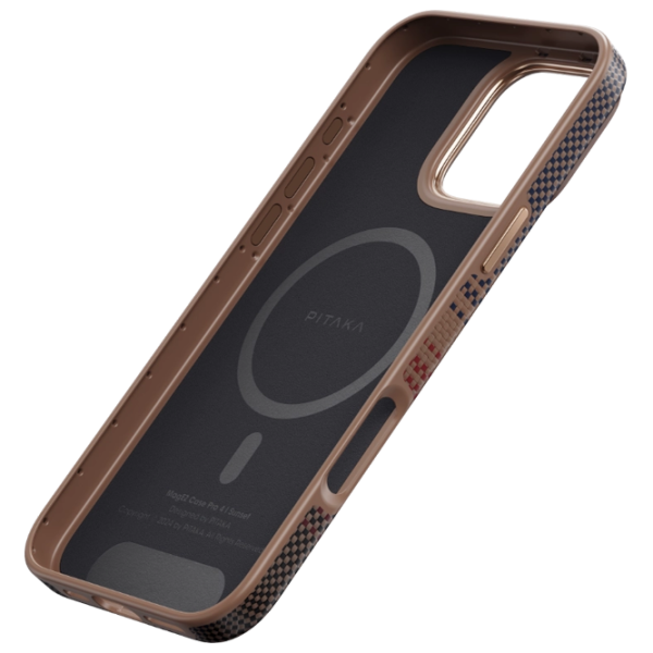 Husă pentru smartphone Apple iPhone 16 Pro Max Pitaka / MagSafe Back / PC / Light Brown photo 3