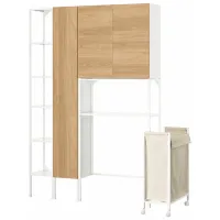 Шкаф пенал Ikea Enhet Напольная / ДСП / Белый - Дуб