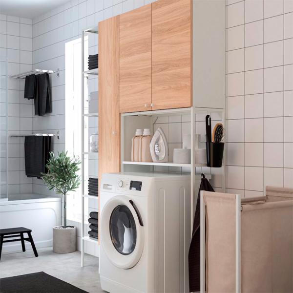 Шкаф пенал Ikea Enhet Напольная / ДСП / Белый - Дуб photo 3