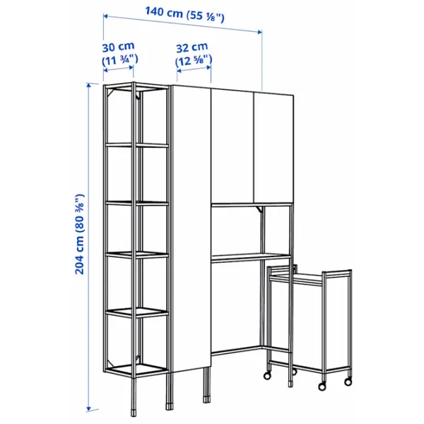 Шкаф пенал Ikea Enhet Напольная / ДСП / Белый - Дуб photo 4