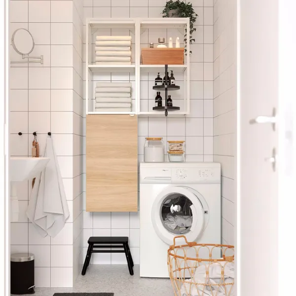 Шкаф пенал Ikea Enhet Настенная / ДСП / Белый - Дуб photo 3 Шкаф пенал Ikea Enhet Настенная / ДСП / Белый - Дуб photo 3
