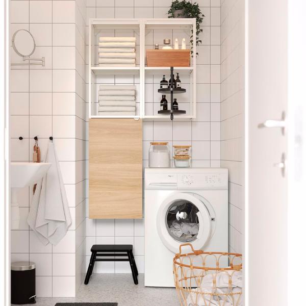 Шкаф пенал Ikea Enhet Настенная / ДСП / Белый - Дуб photo 3 Шкаф пенал Ikea Enhet Настенная / ДСП / Белый - Дуб photo 3