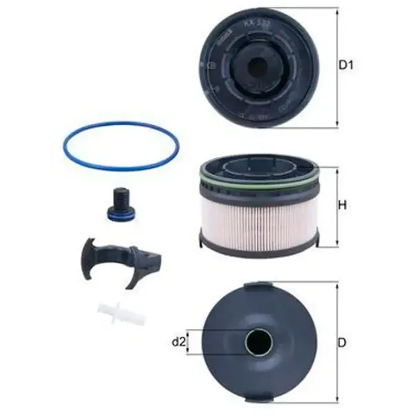 Топливный фильтр Mahle KX 533KIT 111 мм photo 5 Топливный фильтр Mahle KX 533KIT 111 мм photo 5
