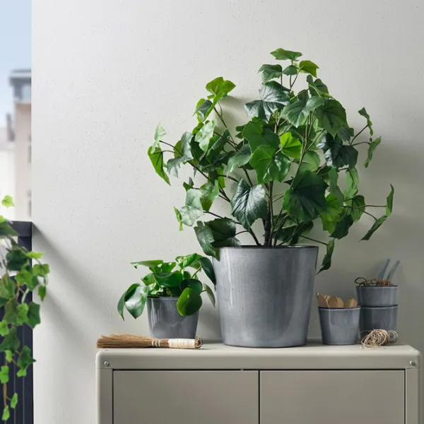 Ghiveci pentru flori Ikea Fjarilsbuske Gray / Ceramică / Pe pervaz photo 3