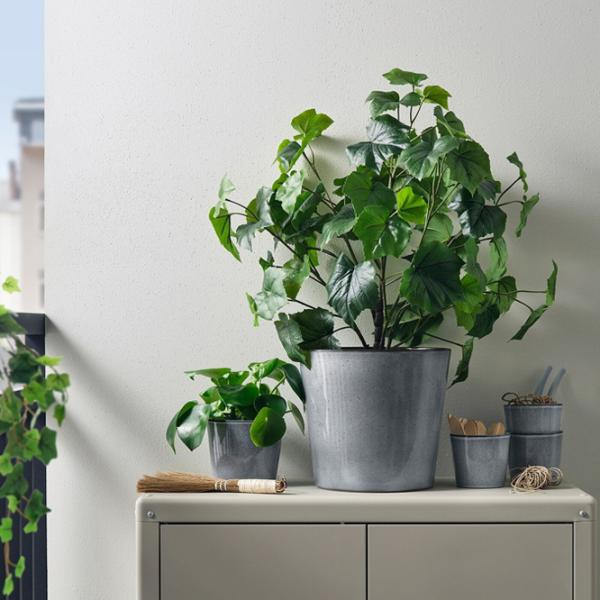 Ghiveci pentru flori Ikea Fjarilsbuske Gray / Ceramică / Pe pervaz photo 3