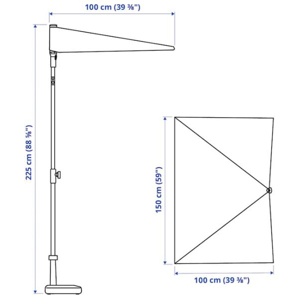 Зонт садовый Ikea Lilleo  Grey photo 4