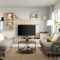 Living Ikea Besta Modulară / Stejar alb photo 2