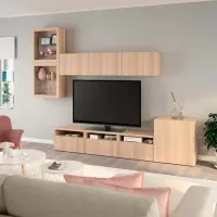 Living Ikea Besta Modulară / Stejar alb photo 6