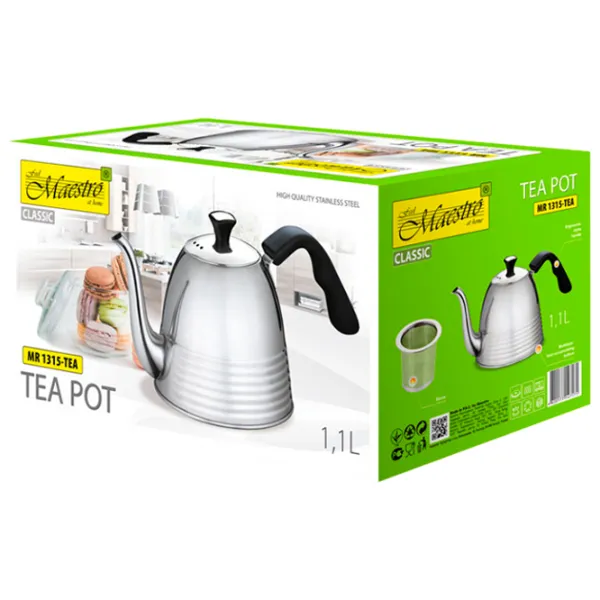 Чайник Maestro MR-1315-tea 1.1л Нержавеющая сталь / Пластик / Серебряный photo 5