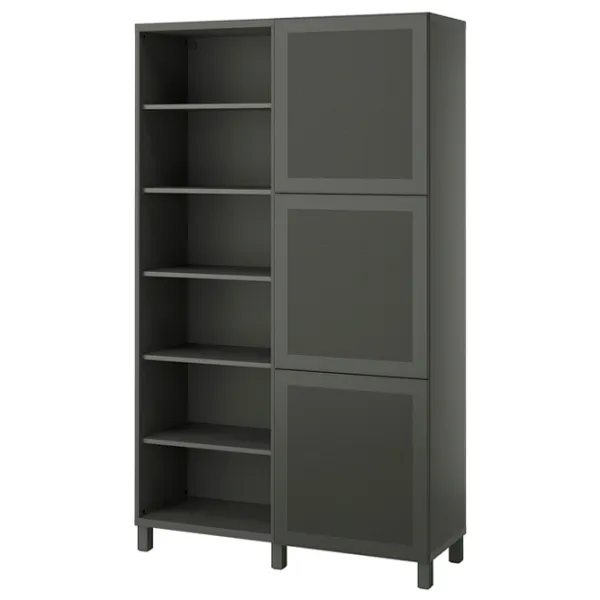 Шкаф с полками Ikea Besta 202 x 120 x 42см / МДФ / Темно серый photo 1