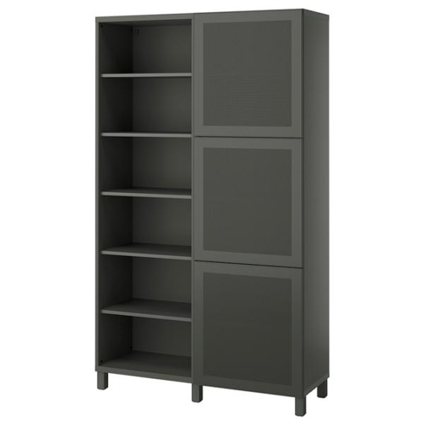 Шкаф с полками Ikea Besta 202 x 120 x 42см / МДФ / Темно серый photo 1