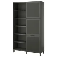 Шкаф с полками Ikea Besta 202 x 120 x 42см / МДФ / Темно серый