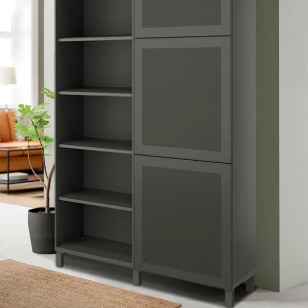 Шкаф с полками Ikea Besta 202 x 120 x 42см / МДФ / Темно серый photo 3