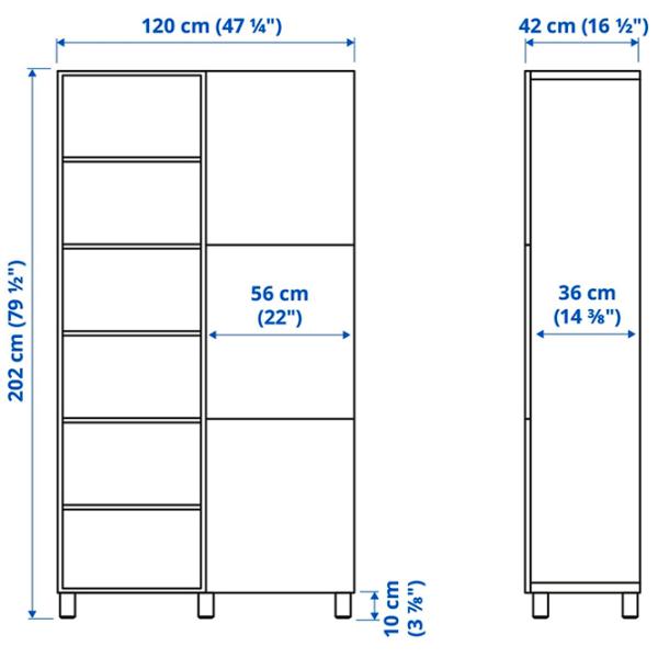 Шкаф с полками Ikea Besta 202 x 120 x 42см / МДФ / Темно серый photo 6