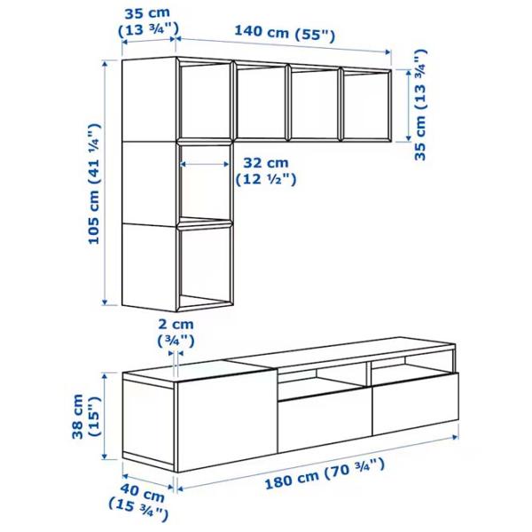 Гостиная Ikea Besta/Eket Немодульная / White photo 4 Гостиная Ikea Besta/Eket Немодульная / White photo 4