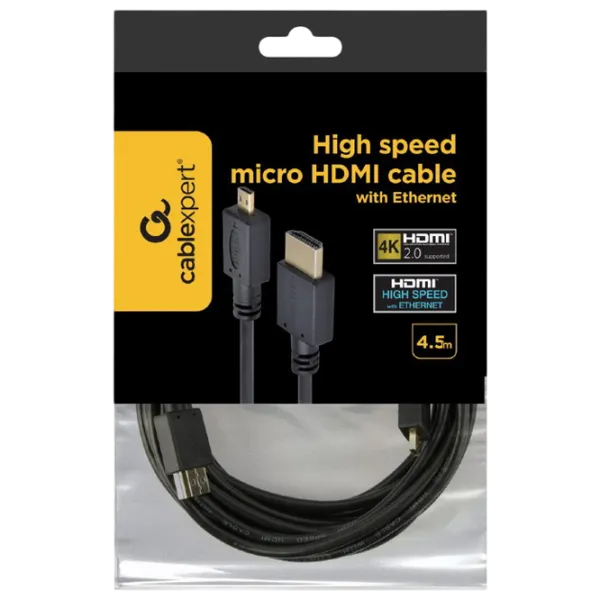 Cablu video Cablexpert HDMI + Micro HDMI 4.5 m / Black photo 5