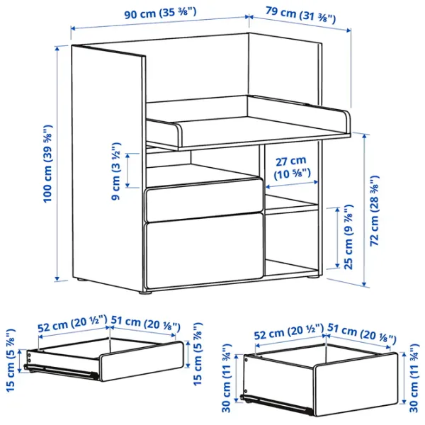 Masă de înfăşat Ikea Smastad 5744833 Unisex / 0+ / White photo 7