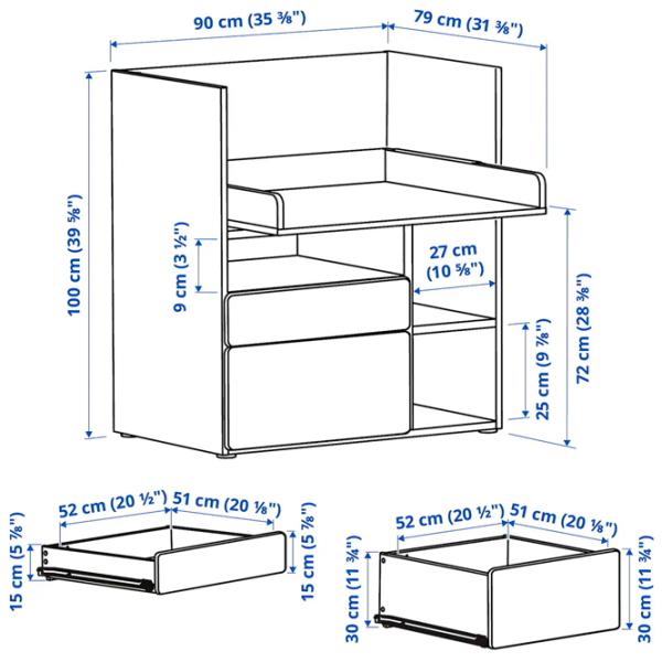 Masă de înfăşat Ikea Smastad 5744833 Unisex / 0+ / White photo 7