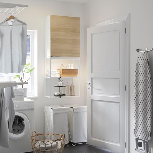 подвеснои шкаф для ваннои комнаты Ikea Enhet Сталь / Белый photo 3