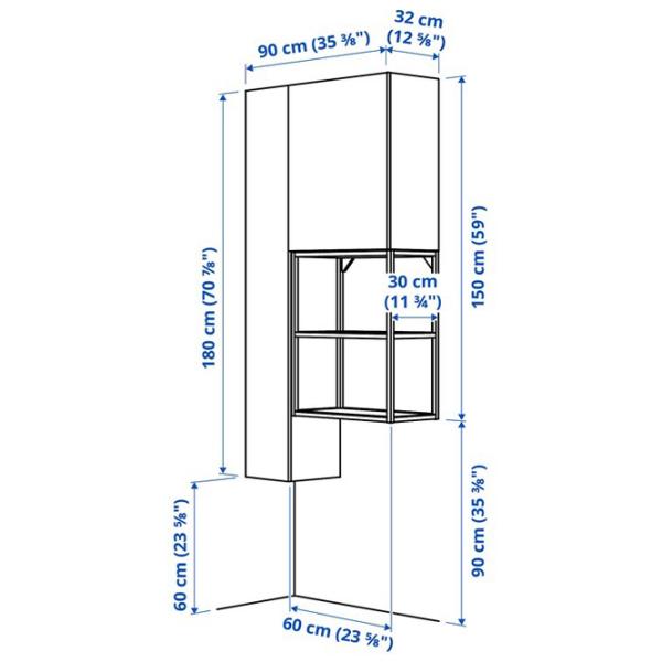 подвеснои шкаф для ваннои комнаты Ikea Enhet ЛДСП / Белый photo 6