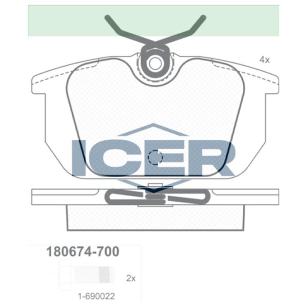 Plăcuțe de frână Icer IC-180674 Spate / Disk  photo 1 Plăcuțe de frână Icer IC-180674 Spate / Disk  photo 1