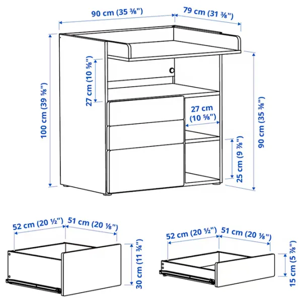 Masă de înfăşat Ikea Smastad 5744956 Unisex / 0+ / White photo 5