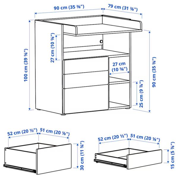Masă de înfăşat Ikea Smastad 5744956 Unisex / 0+ / White photo 5