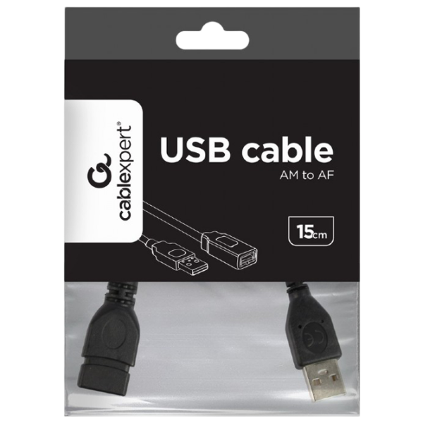 Cablu de date Cablexpert USB Type-A + USB Type-A 0.15 m / Black photo 3