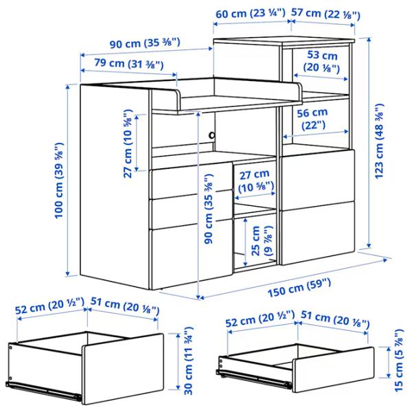 Masă de înfăşat Ikea Smastad/Platsa 5744948 Unisex / 0+ / White photo 5