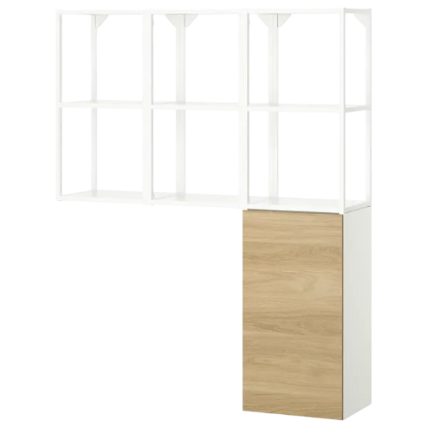 подвеснои шкаф для ваннои комнаты Ikea Enhet Сталь / Дуб photo 1