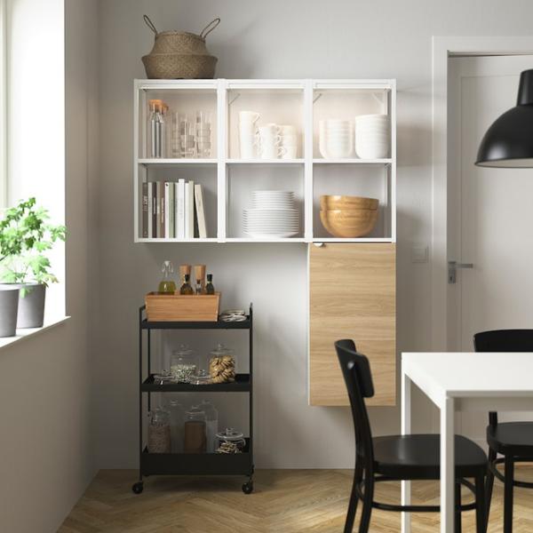 подвеснои шкаф для ваннои комнаты Ikea Enhet Сталь / Дуб photo 4