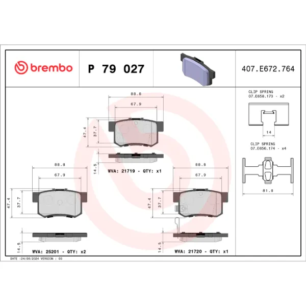 Тормозные колодки Brembo P 79 027 Задние / Дисковые  photo 3 Тормозные колодки Brembo P 79 027 Задние / Дисковые  photo 3
