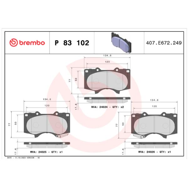 Тормозные колодки Brembo P 83 102 Передние / Дисковые  photo 4 Тормозные колодки Brembo P 83 102 Передние / Дисковые  photo 4