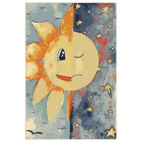 Covor Covoare Ungheni Eu pictez covorul meu Blue Yellow / Frize