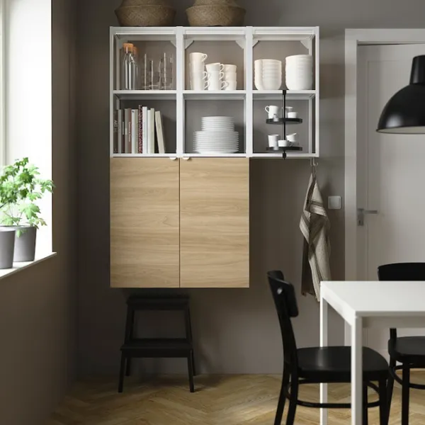 подвеснои шкаф для ваннои комнаты Ikea Enhet Сталь / Дуб photo 2