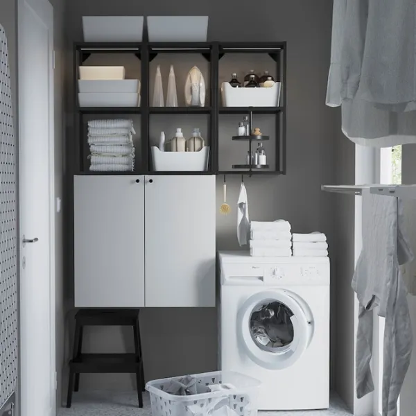 подвеснои шкаф для ваннои комнаты Ikea Enhet Сталь / Antracite photo 2