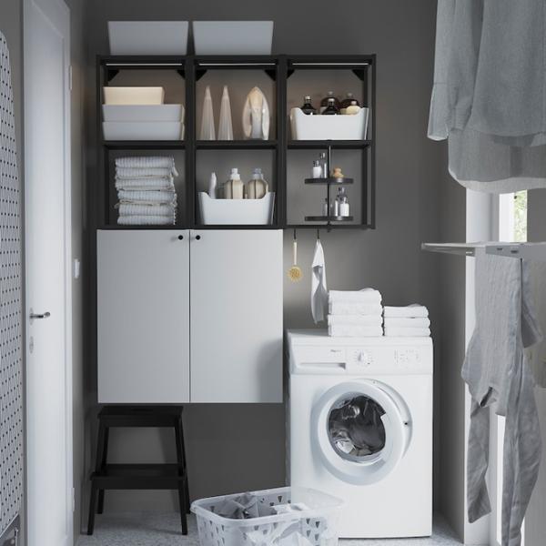 подвеснои шкаф для ваннои комнаты Ikea Enhet Сталь / Antracite photo 2