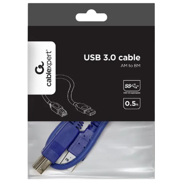 Cablu de date Gembird USB Type-A + USB Type-B 0.5 m / Blue photo 4
