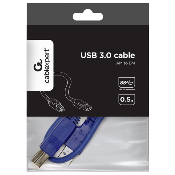 Cablu de date Gembird USB Type-A + USB Type-B 0.5 m / Blue photo 4