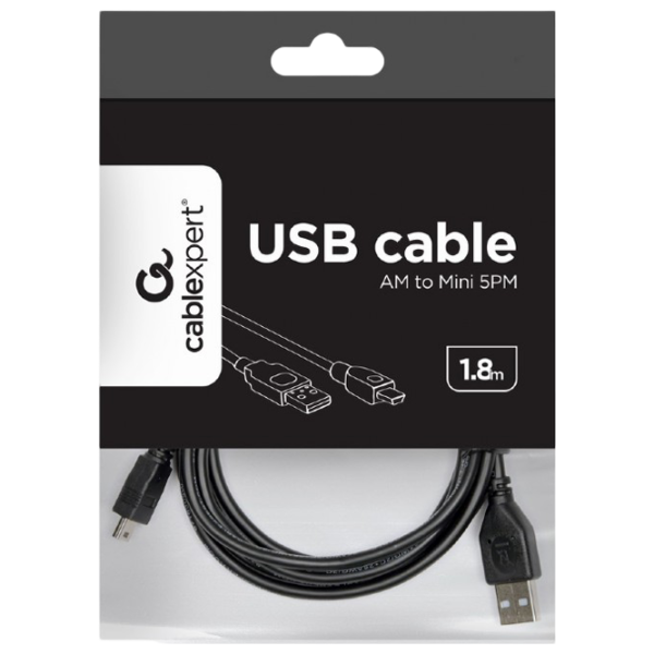 Cablu de date Cablexpert USB Type-A + mini USB 1.8 m / Black photo 2